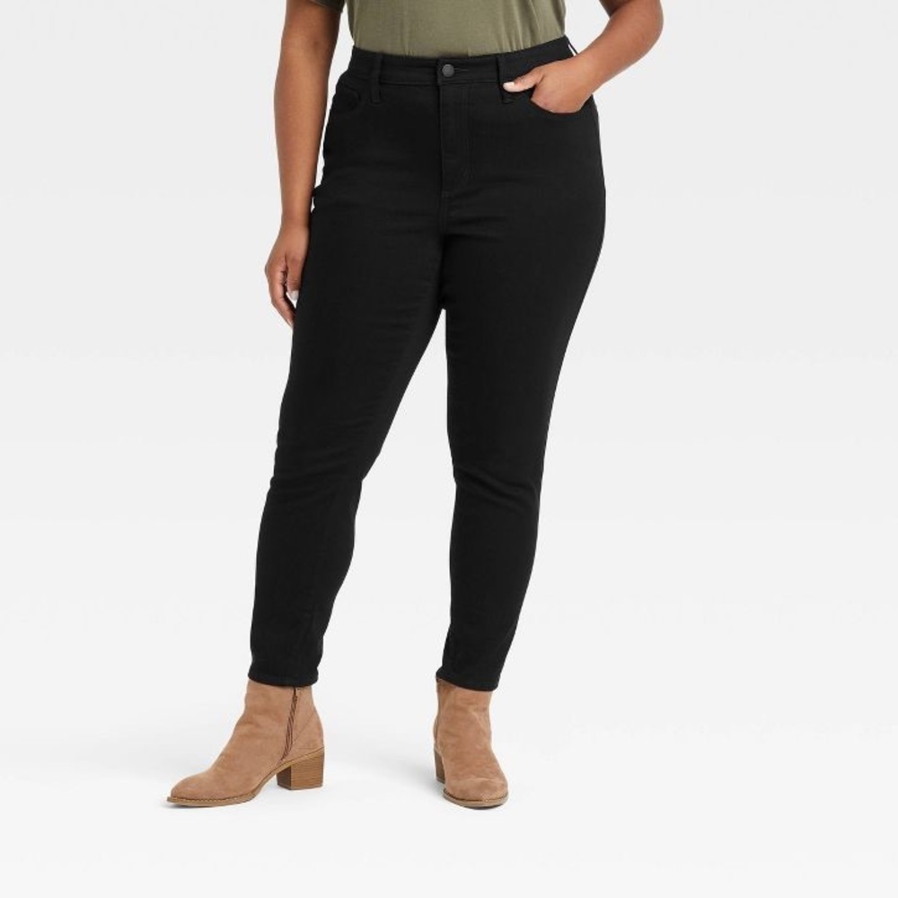 Women's High-Rise Skinny Jeans - Universal Thread-Black-size 18W